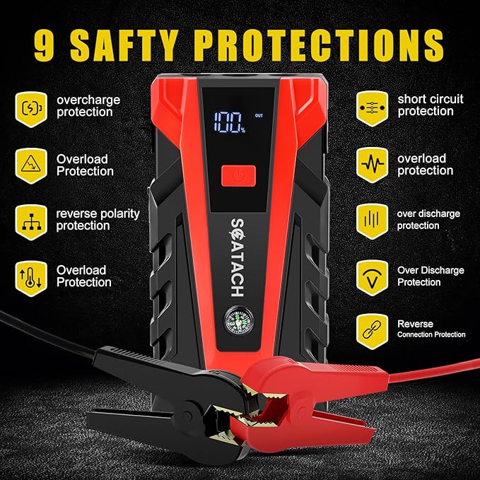Scatach 011 3500A Car Battery Jump Starter,12V Jump Starter Battery Pack (up to 9.0LGasoline and 7.0L Diesel Engine), Portable Jump Box with 3 Modes Flashlight and JumperCable