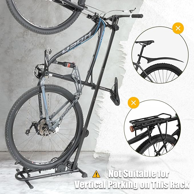 BIKE HAND Vertical Bike Floor Stand - Premium Quality Vertical & Horizontal Adjustable Bicycle Parking Rack - Store MTB Road Bikes Wheels Sizes up to 29"- with Stem Handlebar Stabilizer