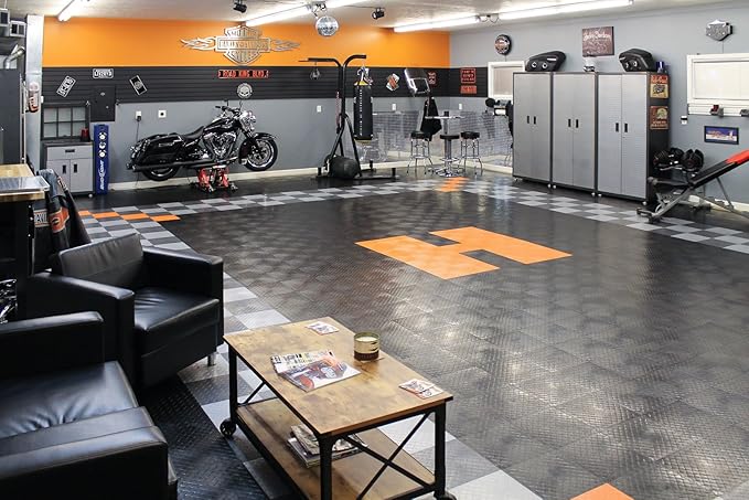 RaceDeck Diamond Plate Design, Durable Interlocking Modular Garage Flooring Tile (Single Tile), Beige