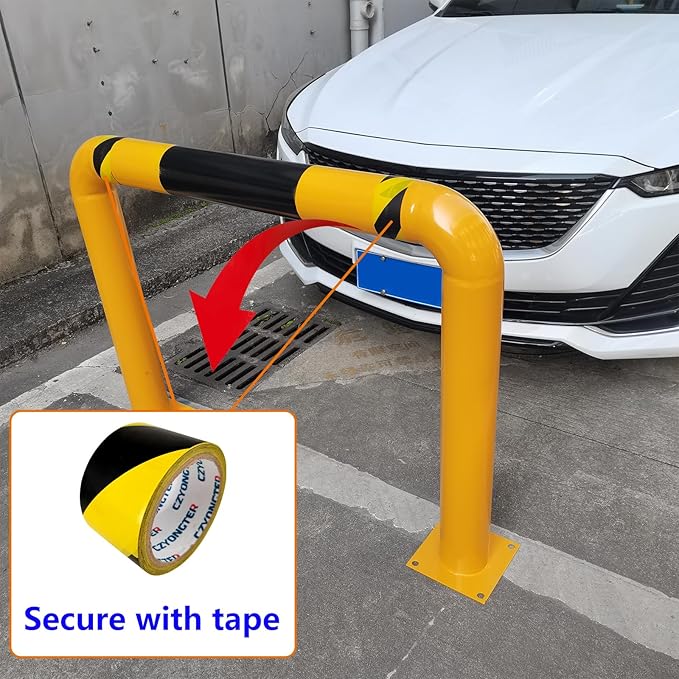 51.2"x 35.4" Hollow Machine Safety Vehicle Industrial Guard Barrier Bollard with Anchor Bolts For Warehouse Roadside Traffic Parking Area, 2 Pack, Yellow