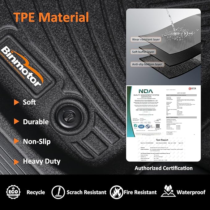Binmotor-Floor Mats for Subaru Legacy/Outback 2020-2025, 2 Rows All Weather Car Mats, Waterproof TPE Rubber Liners for Subaru Legacy Accessories-Black