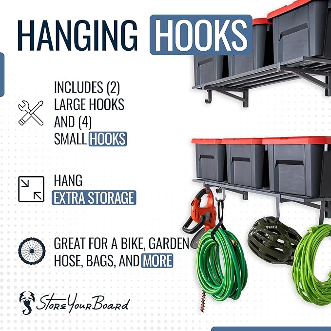 StoreYourBoard 2-Pack Heavy Duty Wall Shelves – Wall-Mounted Garage Storage Shelving and Organization for Sheds, Closets, or Utility Rooms – Holds 200 lbs, 1ft x 4ft, Hammered Gray