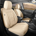 Beige Car Seat Covers Full Set - Waterproof Leather Car Seat Protector Universal Fit Altima Murano Accord Avalon