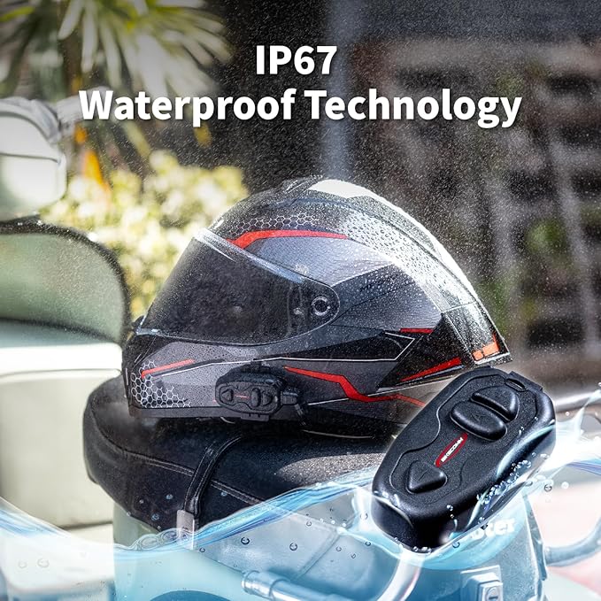 Salut Motorcycle Bluetooth Intercom Headset - Helmet Communication System, Waterproof Speaker, Voice Comm Earbuds, Helmet Headphone, Noise Cancellation(Single Black)