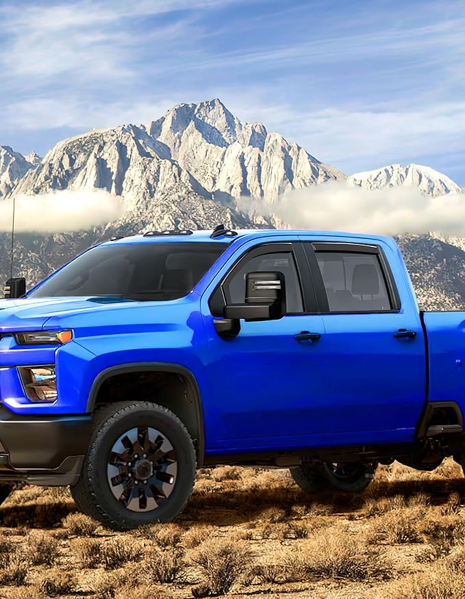 in-Channel Window Rain Guards Fit for Truck Chevy Silverado/GMC Sierra 1500 2019-2025 Crew Cab Extra Durable Window Deflectors Vent Visors Shades Exterior Car Accessories Visors Rain Guards