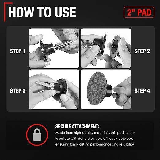 2-inch Conditioning Disc Pad Holder Assembly, Pack of 5-1/4'' Shank - Compatible with 3M ROLOC Scotch-Brite Brand Discs - Speed-Lok TR Quick-Change Attachment