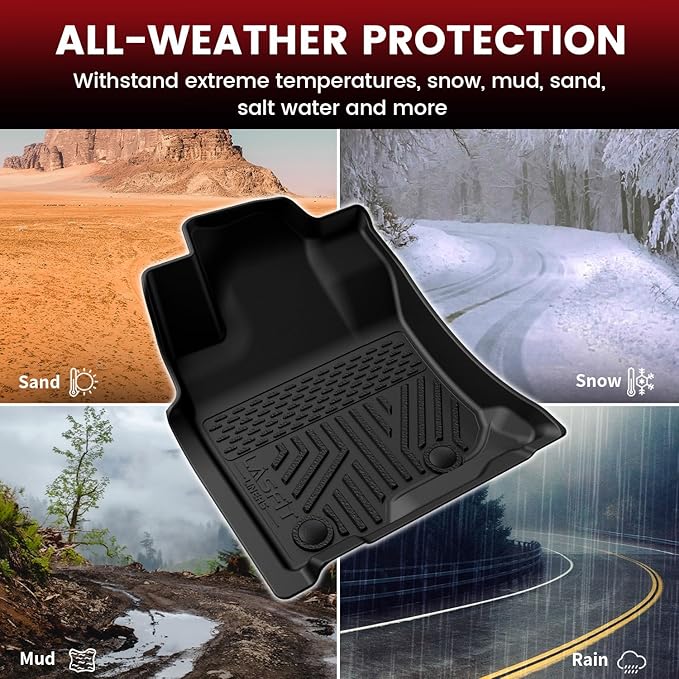 LASFIT Floor Mats&Trunk Mat for Toyota 4Runner 2013-2024 (Only for 5 Seats) All Weather TPE Mats Custom Fit Floor Liner for Toyota 4 Runner 1st & 2nd Row Full Set Car Mats and Cargo Liner, Black