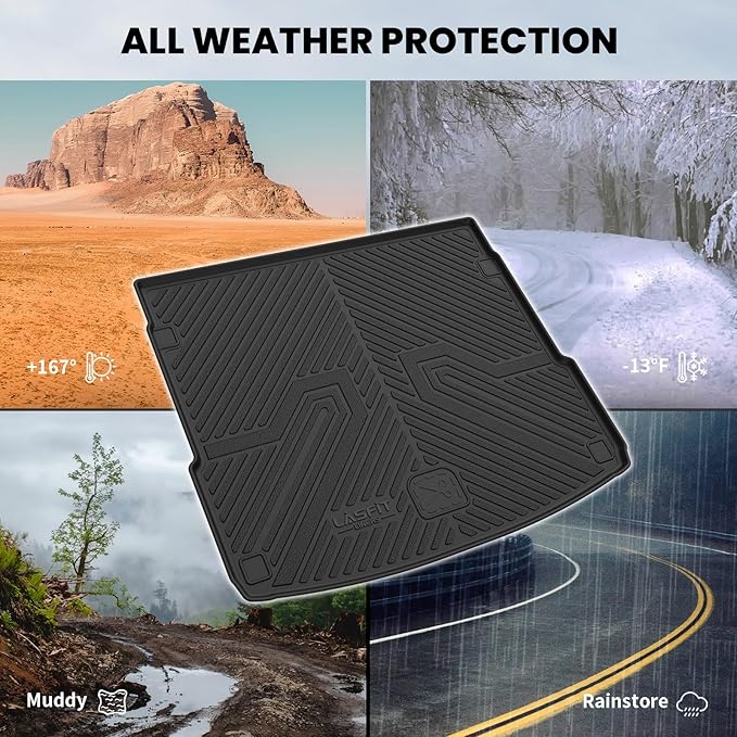 LASFIT Cargo Mat for Audi Q5/SQ5 2018-2025, Custom Fit All-Weather TPE Rubber Trunk Mat for Audi Accessories, Waterproof, Easy to Clean, Black