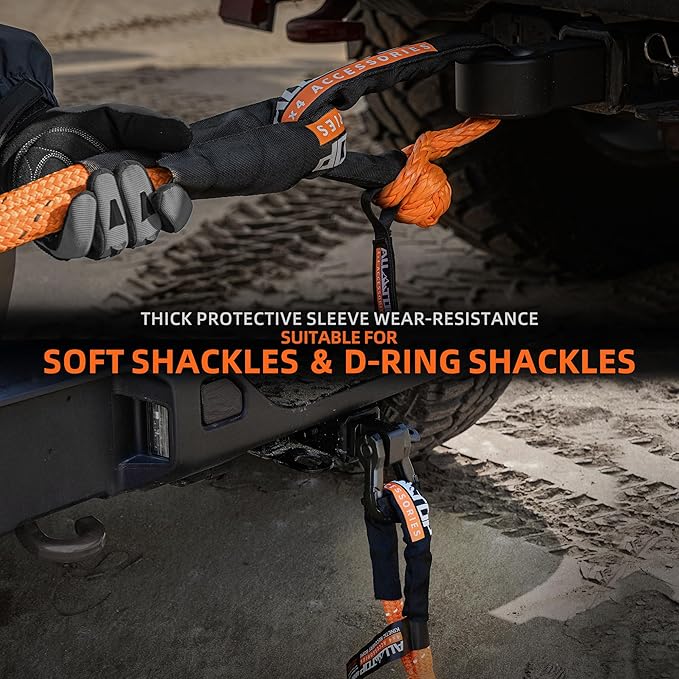 ALL-TOP Kinetic Rope Kit (Reflective) w/ 2 Soft Shackles, 48000Lbs, 1in x 30ft, Heavy Duty 30+% Elasticity, 16000Lbs Work Load Limit