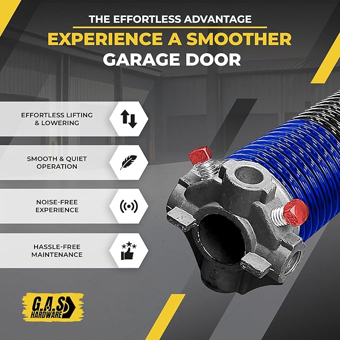 Garage Door Torsion Spring 262x1.75x40 Includes 1” Steel Bearing, Non-Slip Gloves, and Winding Bars for Left Side of Garage Door Precision E-Coating 5-Year Warranty Min. 30,000 Cycles (Red Cone)