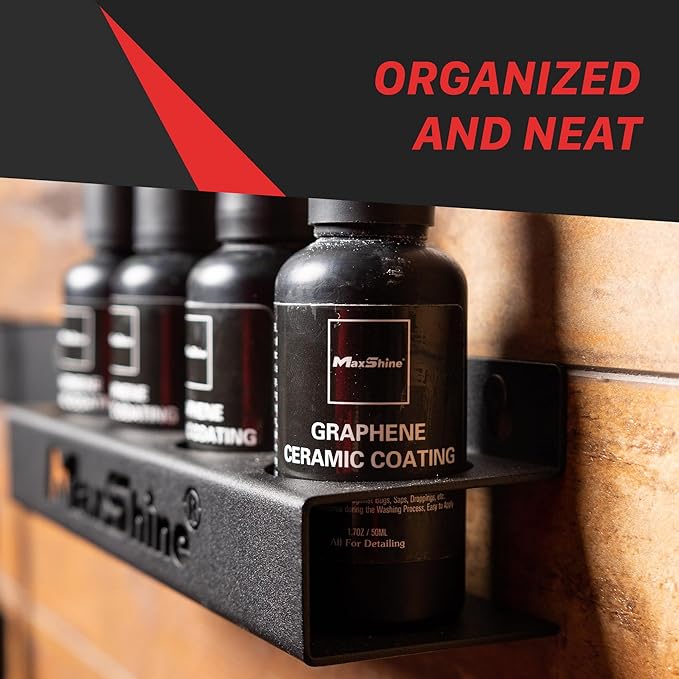 Maxshine Universal Detailing Ceramic Coating Holder - Holds 4 Bottles (50-100ml), Sturdy & Lightweight Organizer, Easy Wall Mounting, Premium Auto Detailing Accessories for Garage & Mobile Use