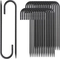 Rebar Stakes 12 Inch J Hook Ground Stakes Heavy Duty 30 Pack Chain Link Fence Stakes Galvanized Anchors Metal Tent Stakes for Wire Fencing Concrete Forming Trampolines Camping Canopies Shed Swing
