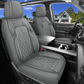 Car Seat Cover Custom Fit for Dodge Ram 1500 2500 3500 2002-2024 Faux Leather Seat Cover Set Compatible with Crew Quad Regular Cab Pickup Truck Cushions (Grey, Full Set, Flat Rear)
