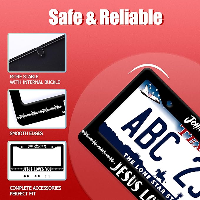 John 3:16 Jesus Loves You License Plate Frame Christian License Plate Frames Funny Stainless Steel Accessories Cars Decor with 2 Holes and Screws Fits Standard Us Ca Vehicles Holder 12.2 X 6 Inch