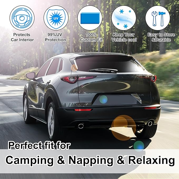 TINGLU 8PCS Window Shades for Mazda CX-30 2019-2024 2025 Accessories Car Side Full Windows Rear Triangular Windshield Sun Shade Sun UV Rays & Privacy Protection for Camping,Napping,and Relaxing
