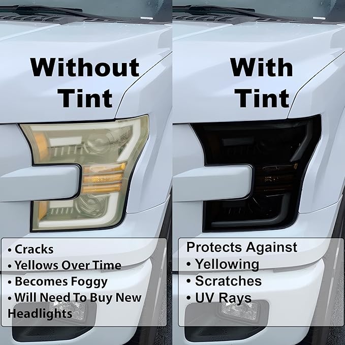 BOGAR TECH DESIGNS Full Headlight Head Light Tint Kit Fits Cadillac Escalade (ESV) 2015-2020, Dark Smoke
