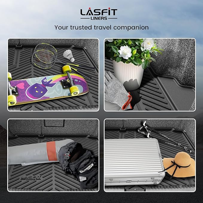 LASFIT Cargo Mat for Volkswagen Jetta 2011-2018 (Not fit Jetta SportWagen and Hybrid/TD/TDI Trims), Custom Fit All-Weather TPE Rubber Trunk Mat for VW Accessories, Waterproof, Easy to Clean, Black