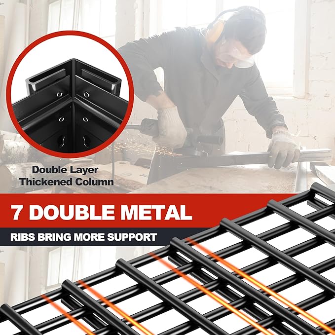 REIBII 84" H Garage Shelving, 6-Tier Storage Shelves Heavy Duty Loads 3500LBS, 48" W Adjustable Garage Shelves, Metal Shelving for Basement, Warehouse, 84" H x 48" W x 20" D, 2PC