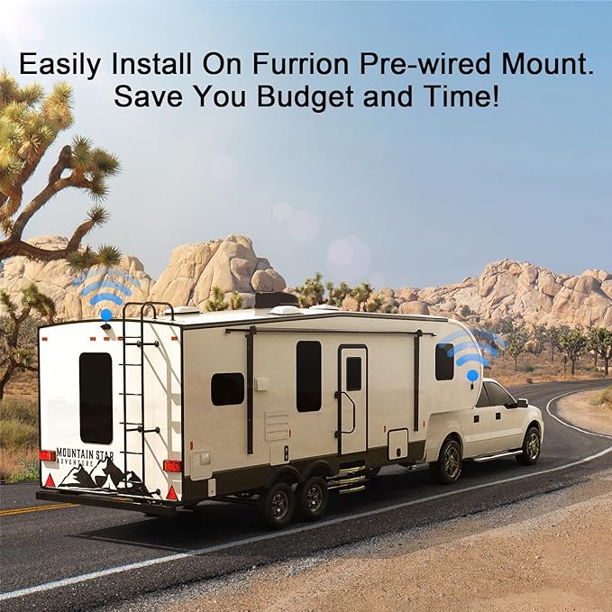 Fookoo HD Wireless RV Backup Cameras System, 7" Split-Screen Monitor, 1 Rear View + 2 Side Cameras, IR Night Vision Recording Waterproof Compatible with Furrion Pre-Wired RV Truck Trailer - DW7Y503