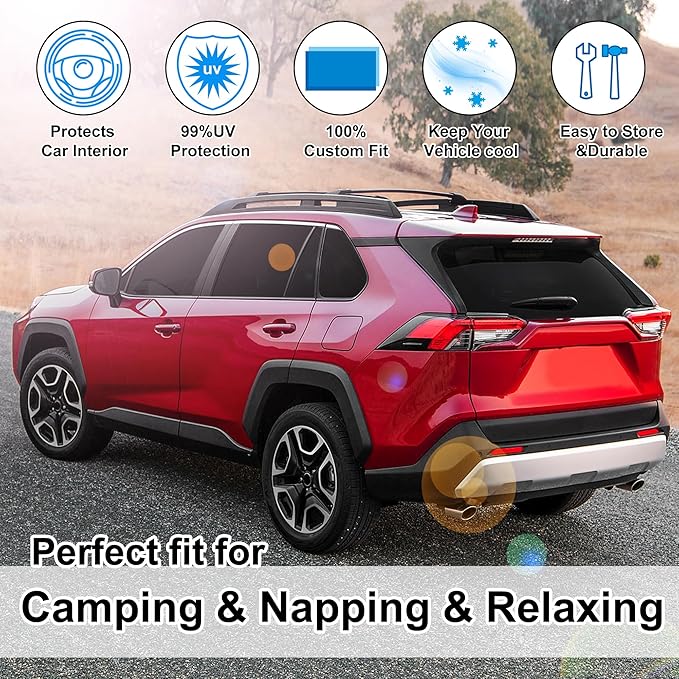 TINGLU Window Shades for Toyota RAV4 2019-2024 2025 Accessories Car Side Full Windows Rear Triangular Windshield Sun Shade Sun UV Rays & Privacy Protection for Camping,Napping,and Relaxing 8PCS