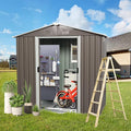8 x 4 FT Outdoor Storage Shed, Large Metal Utility Garden Shed with Sliding Doors Sliding Doors, Waterproof Sloping Roof, Air Vents, Tool Storage House for Backyard Lawn, Gray