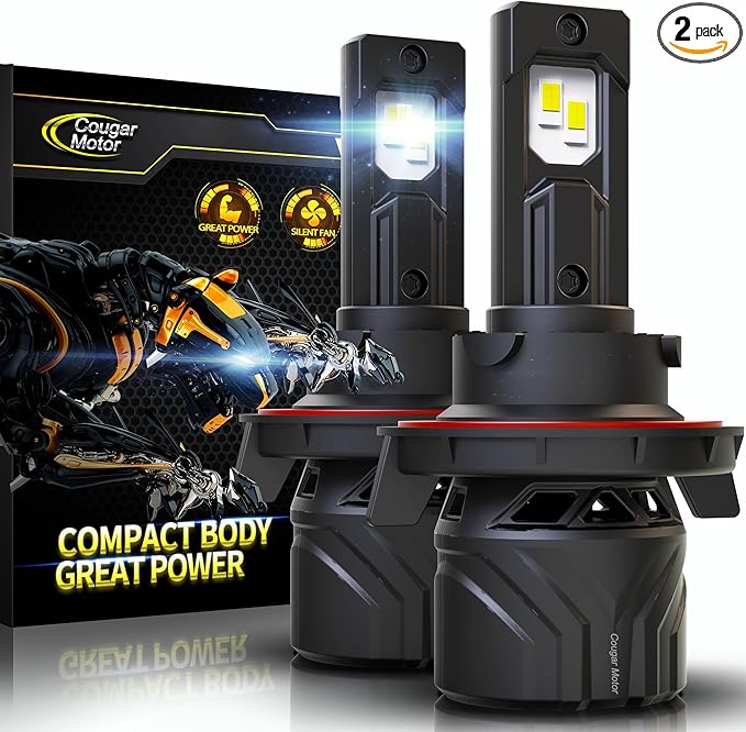 Cougar Motor H13 Bulbs, 9008 Fog Lights 6500K White Non-Polarity H13 Fog Bulb or Off-Road Use Plug and Play - Pack of 2