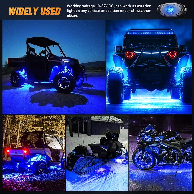 Nilight LED Rock Light Pods Waterproof Under Body Wheel Well Light Exterior Interior Lights for Car Truck Pickups ATV UTV SUV Motorcycle Boat, 6PCS Blue