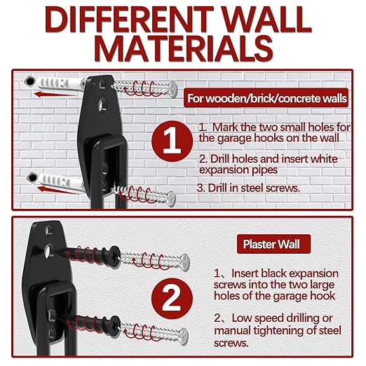 3-H Heavy Duty Garage Hooks [8 Pack] - 3-Round Welding Tech Holds 22lbs More - Thickened Steel Wall Mount for Ladders, Tools & Storage - Rustproof Utility Hardware