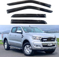 KPY Window Visor Compatible with Ford Ranger SuperCrew 2012-2018, 4PC Rain Guard Side Window Vent Deflectors Tape-On Mugen Style, 2012 2013 2014 2015 2016 2017 2018