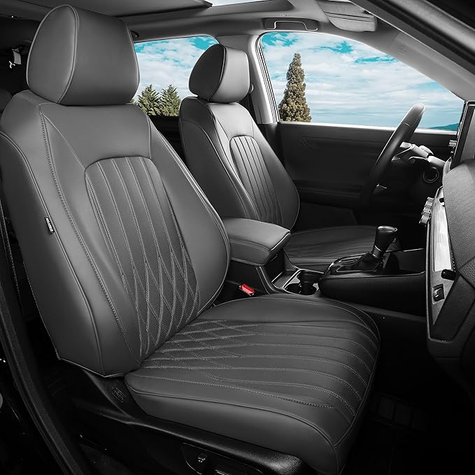 Seat Covers for Honda CRV 2017-2022 EX/EXL/LX/Sport/Touring/Special Edition, Hybrid & Gas,1:1 Custom Fit Leather Seat Covers Full Set - Grey