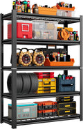 72''H Garage Shelving 3000LBS Capacity Heavy Duty Garage Storage Shelves, Adjustable 5 Tier Metal Industrial Wire Shelf for Kitchen, Utility Room, Warehouse and Basement, Black (36''Wx16''Dx72''H)