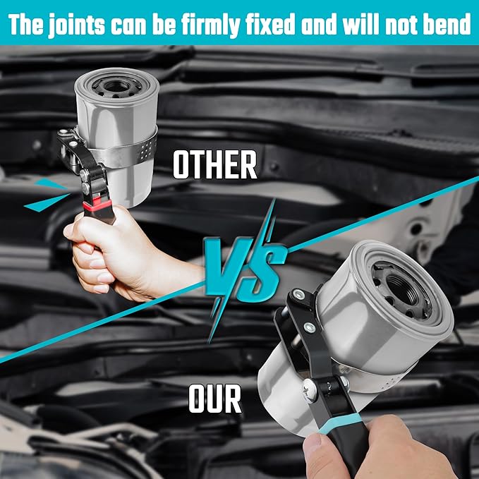 DURATECH Small Swivel Oil Filter Wrench，5 Gear Adjustment Oil Filter Removal Tool Fits Filters 2-3/4" to 3-1/4", Perfect for Car Repair Tools
