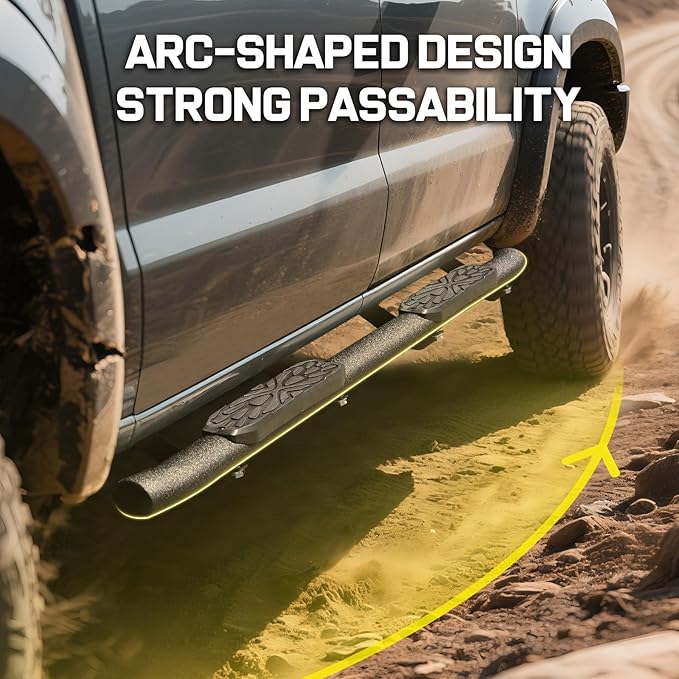 3.5 Inches Oval Tube Step Bar Running Boards Compatible with 2005-2023 Toyota Tacoma Double Cab/Crew Cab with 4 Full-Size Doors. Tacoma Step Bars and Carbon Steel Side Steps Step Bars.