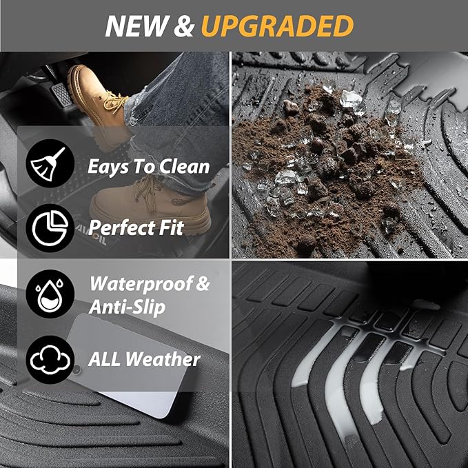 AIPOIL® Floor Mats for 2017-2020 Ford Fusion & Lincoln MKZ | Front & 2nd Row | Easy to Clean | All-Round Protection丨Non-Slip丨All-Weather,Black