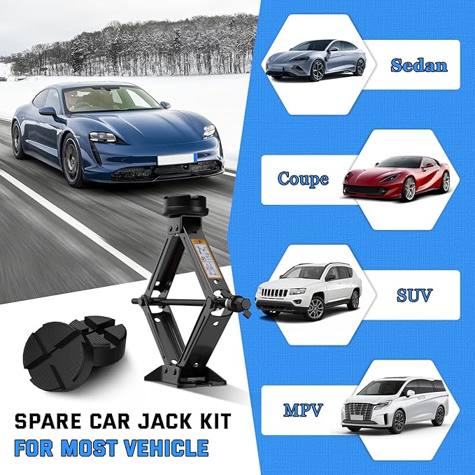 IMAYCC Car Jack Kit 2.5 Ton Scissor Jack Portable Car Jack and Stand Kit, Tire Changing Kit with Spare Tire Kit, Universal Jack Car Kit for Easy Tire Changes