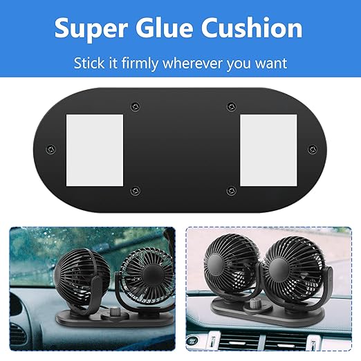 12V Car Fans Cooling Air Fan Powerful Dashboard Electric Dual Car Fan Cigarette Lighter Low Noise 360 Degree Rotatable for Truck Vehicle Boat Van SUV RV
