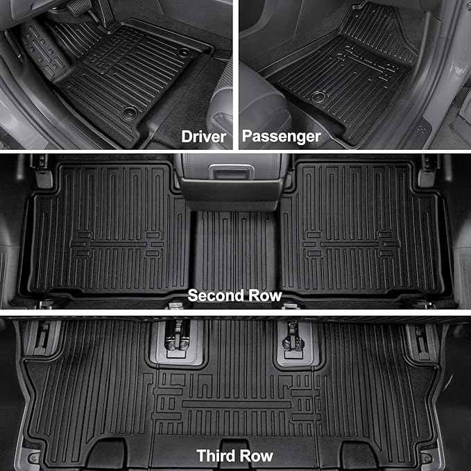 Floor Mats for 2025 Hyundai Santa Fe, All Weather TPE Cargo Mat with Backrest Mat Interior Car Mats Protection for Hyundai Santa Fe Calligraphy Accessories (Fit Hybrid and Fuel) 2024 2025