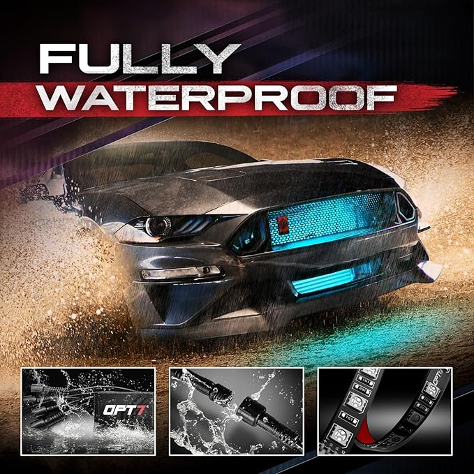 OPT7 Aura Pro RGB LED Grille Lights with App & Remote Control, 4pcs 12" Light Strips, Waterproof Front Grill Valence, Music Sync, Multi-Color Exterior Lighting Kit, Universal for Cars Trucks Vans SUV
