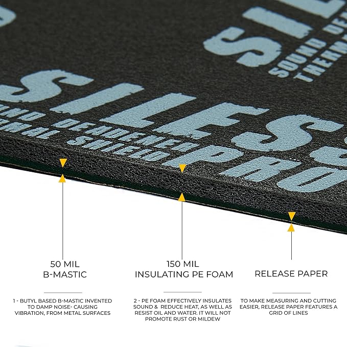 Siless LinerPRO 2in1 200 mil (5mm) 36 sqft Car Sound Deadening & Heat Insulation Closed Cell Foam - PE Foam Sound Deadener