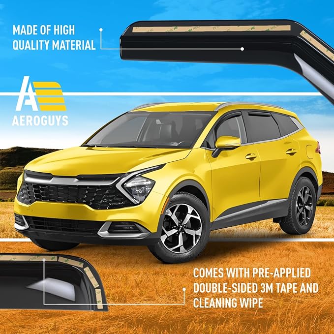 Extra Durable Window Deflectors in-Channel Window Visors Rain Guards Fit for Kia Sportage 2023-2025, Sun Visors, Wind Vent for Shades, Exterior Car Accessories - 4 pcs. AG0860
