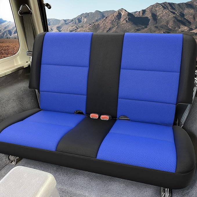 GIANT PANDA Full Set Car Seat Covers Customized Jeep Wrangler TJ Rubicon Sahara Sport X Unlimited 2003 2004 2005 2006, Faux Leather (Black&Blue)
