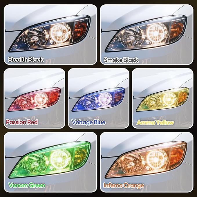 Lypumso 16 x 60 Inches Headlight Taillight Car Tint Vinyl Film, Self Adhesive Fog Lights Sticker Sheet Roll for Car Lights Cover Protection (Smoke Black)