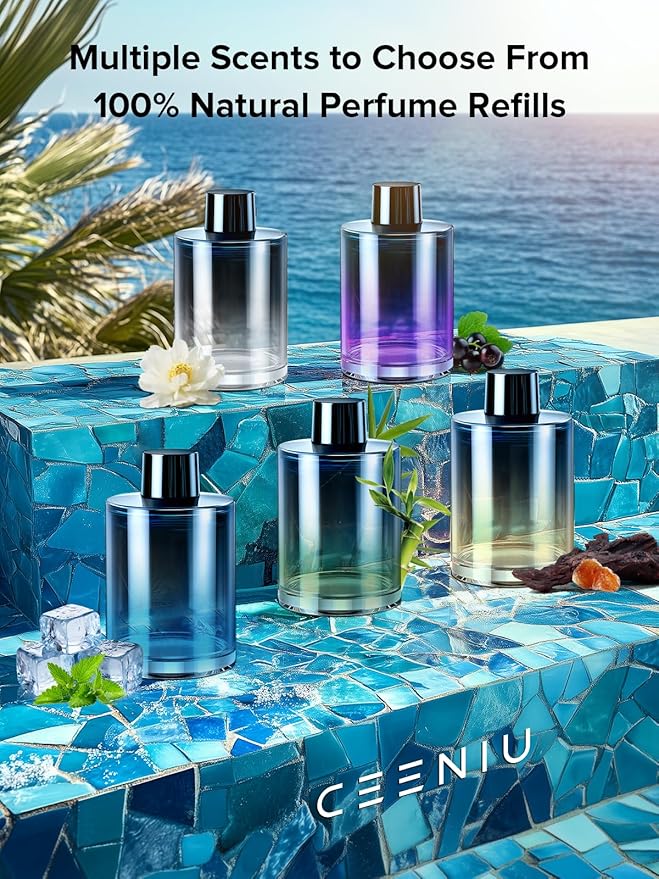 Ceeniu Smart Car Air Freshener, New Car Smell, Larger 135ml Capacity, Long-Lasting 6-Month Fragrance, Auto On/Off, Quiet Operation, Stylish Ambient Light, Premium Scent for Men, CF3 Pro Diffuser