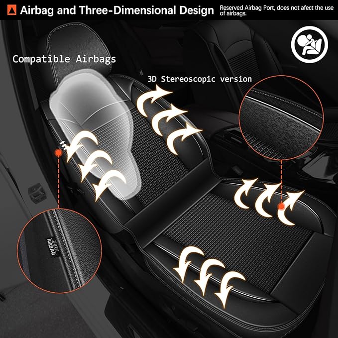 Seat Covers for Toyota Camry 2012-2023 2024 Full Set 5 Seats - Leather Ice Silk Car Seat Covers Protector Breathable (Black)