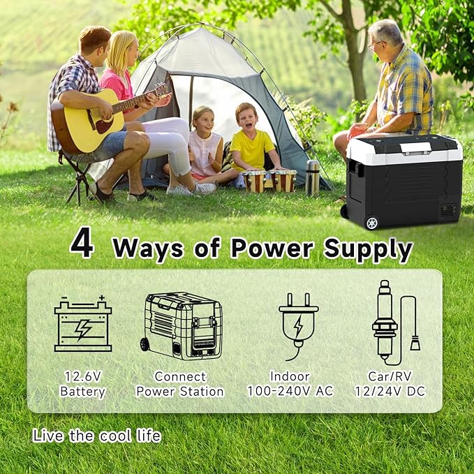 SubSun Electric Cooler, 58QT Car Refrigerator, Portable Freezer 12V/24V DC and 110-240V AC, Plug in Coolers for Vehicles with Wheels, 12 Volt Car Fridge -4℉~68℉