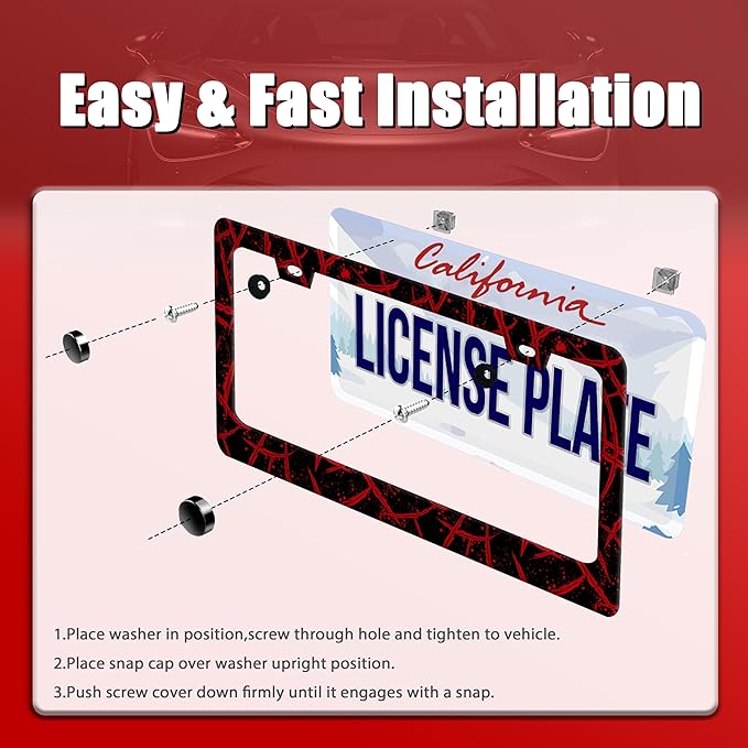 Blood Splattered License Plate Frame Funny Bloody Scar License Plate Frames for Car Decorative Parts Stainless Stee License Plate for Standard Us Canada License Plate Holder 12x6 Inch