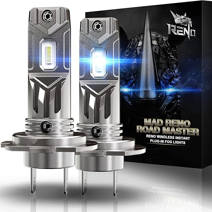 RENO H7 Bulb, H7 Fog Lights Bulbs Fanless In Line Fog Bulb Plug and Play, Pack of 2