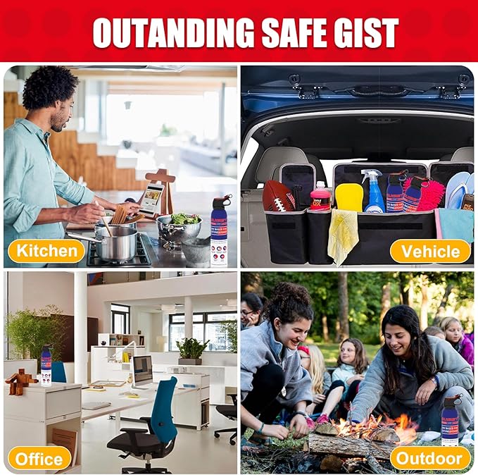 Fire Extinguisher for Home & Vehicle - 600g Fire Extinguisher | Grease & Electrical Fire Extinguisher for Kitchen, Car, Portable (4-Pack)