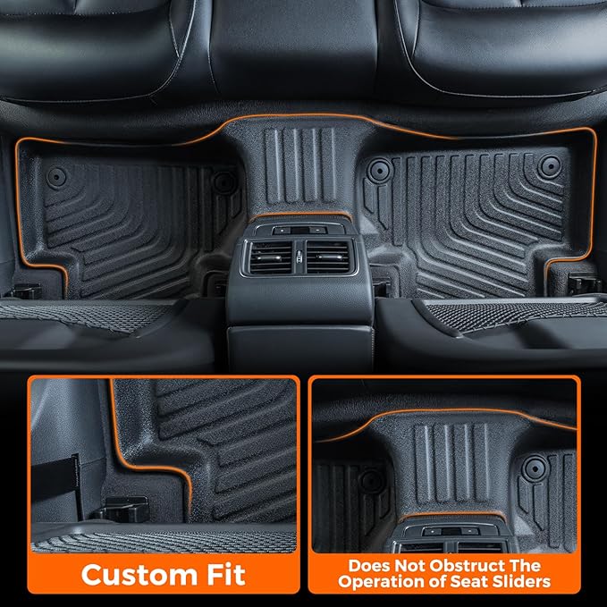 DrCarNow Floor Mats for Audi Q5/SQ5 2018-2025, All Weather Car Floor Mats for Audi SQ5 & Q5 Accessories Cargo Liner Trunk Liner Custom Fit TPE 4-Piece Black 2025 2024 2023 2022 2021 2020 2019 2018