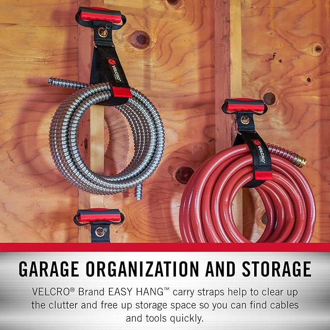 VELCRO Brand Heavy Duty Carrying Strap with Handle | Holds 100 Pounds | Extension Cord Storage, Easily Transport or Hang Garden Hoses | Durable Garage Organization | Medium, Wraps 5.5 Inch Diameter
